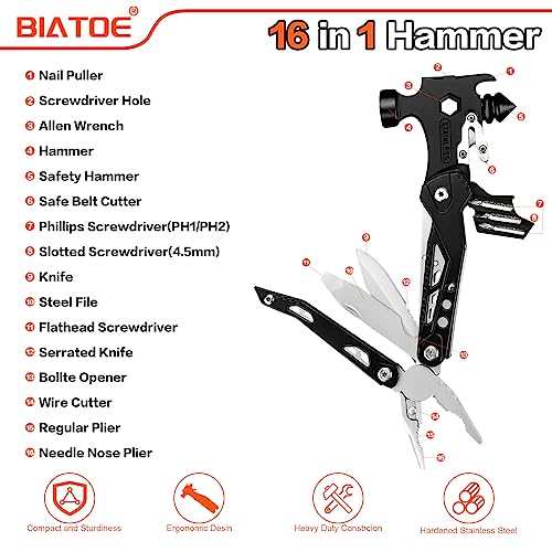 Hammer-Multitool-16-In-1-Multi-Tool-Hammer-Camping-Gear-Gifts-for-Men-Boyfriend-Husband-Father-Cool-Gadgets-Small-Hammer-with-Screwdriver-Bits-Set-for-Camping-Outdoor-Home-DIY-Use