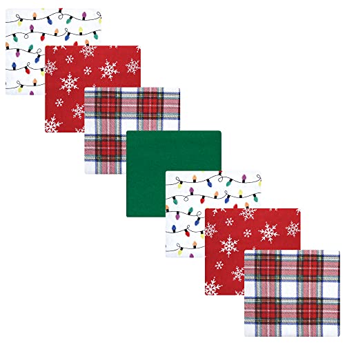 Image of Hudson Baby Unisex Baby Cotton Flannel Receiving Blankets Bundle, White Tartan, One Size