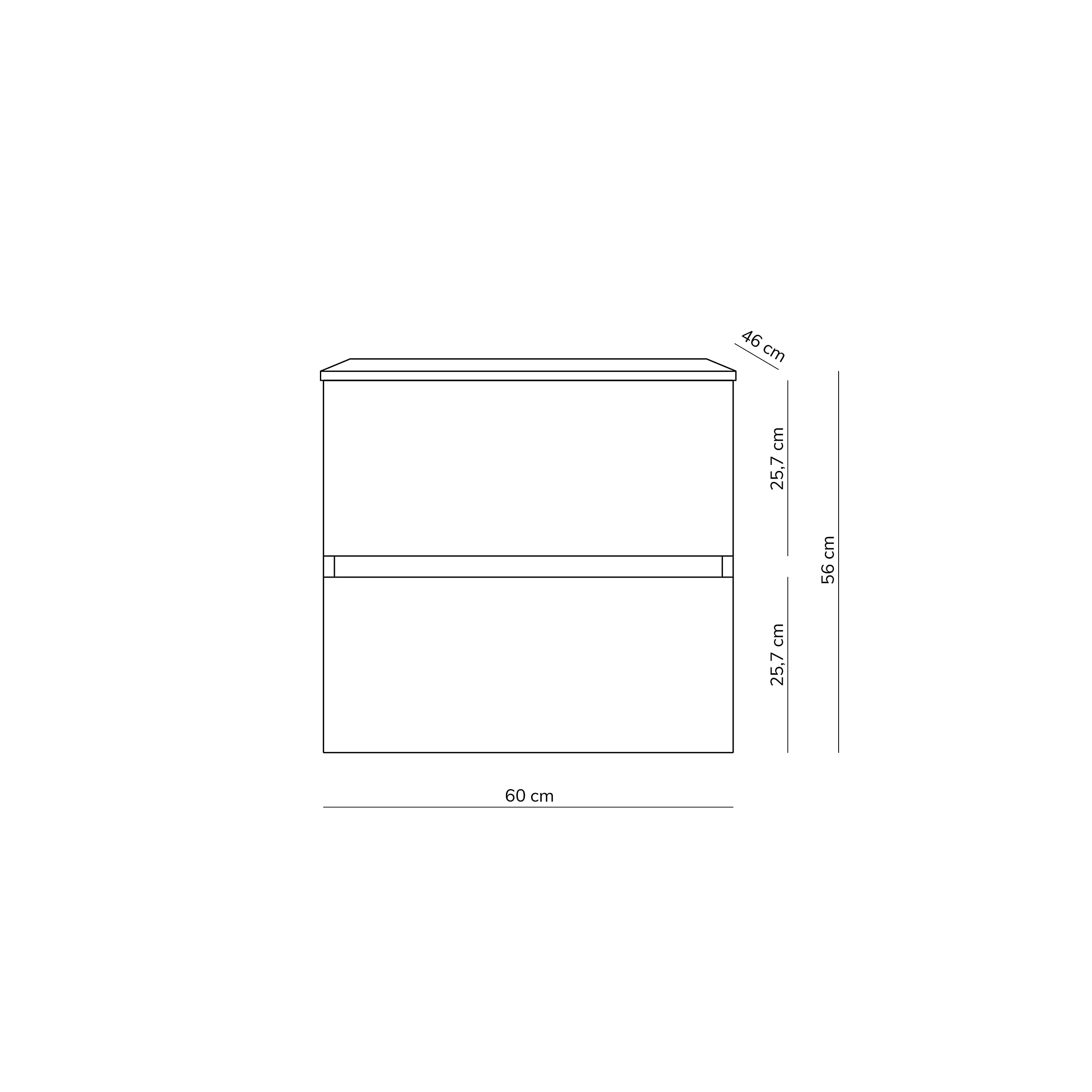 Baikal Bagno Onyx, 2 cassetti, sospeso a Parete, con lavabo in Ceramica. Mobile Montato, Melamina 16, 69, Bianco, 60 cm