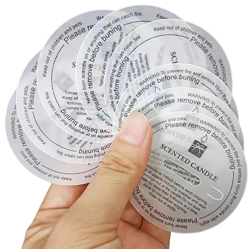 Etiquetas de seguridad para velas perfumadas transparentes con aviso de cuidado