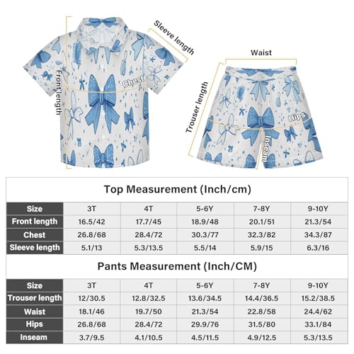 Boccsty Blue Bows Ribbons Doodle Boy Summer Shorts Sets Hawaiian Toddler Boys T-Shirt & Pants 2 Pcs 3T3