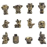 24 Pcs Mini Bronze Ware Figurines Ancient Chinese Bronze Archeology Miniature Figurines