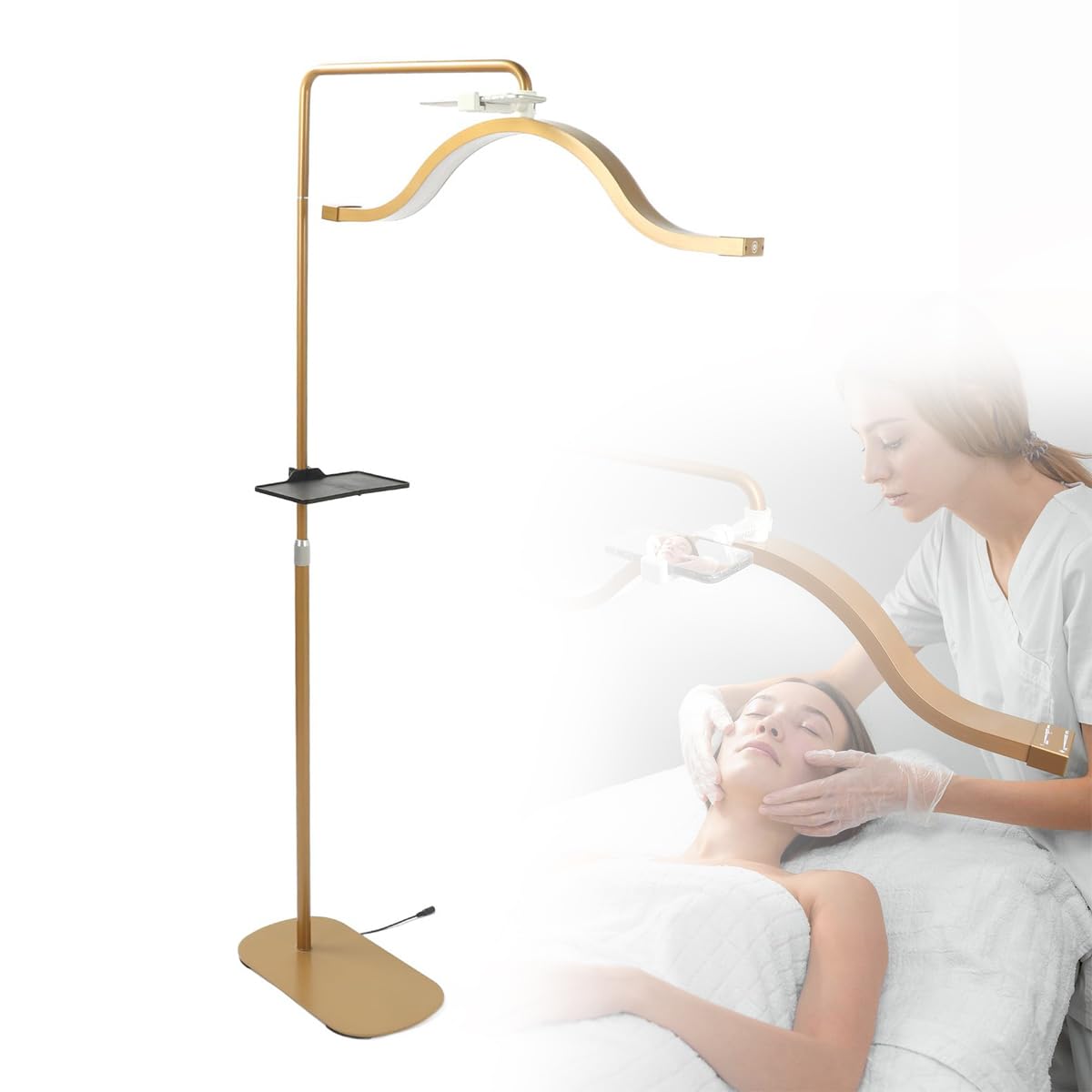 Lampadaire cils LED demi-lune avec clip téléphone pour salon