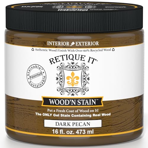 Retique It Wood'n Stain - Liquid Wood Gel Stain Interior/Exterior (16 oz (Pint), 50 Dark Pecan)
