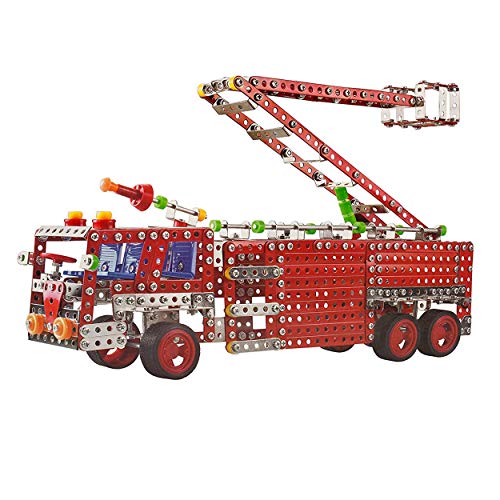 IQ Toys Large Fire Truck Building Construction Model with Metal Beams and Screws 842 pcs