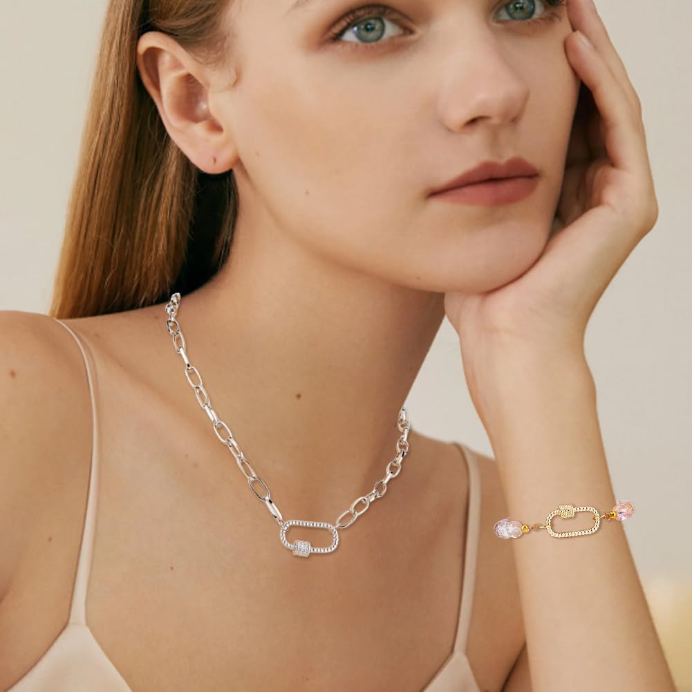 8 moschettoni a vite, forma ovale, chiusura in ottone, 2 colori, clip a moschettone, per portachiavi, collane, accessori per la creazione di gioielli