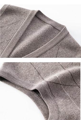 Jumpers Men's 100% Pure Cashmere Gilets Sweater Relax Fit V Neck Cable Knit Sleeveless Knitted Button Cardigan3