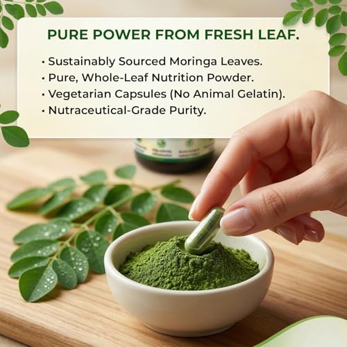Image of Biotane Moringa 4000mg Capsules | Only 1 Capsule a Day | Natural Multi-Vitamin Supplement | Manufactured in technical collaboration with Vitane Pharma, USA I Pack of 60 Veg Capsules