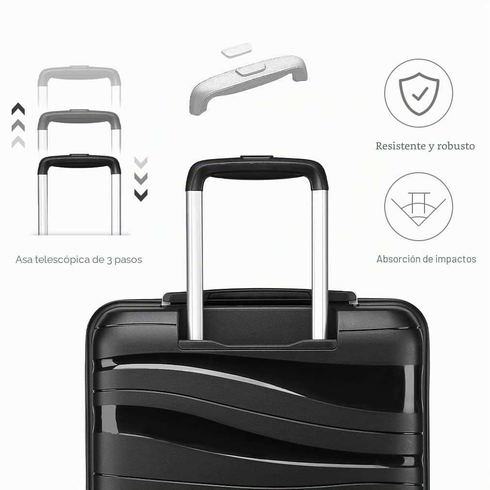 Kono Maleta de Cabina Grande 76cm Maleta de Viaje Ligera Portátil con Cerradura TSA Resistente(100L,Negro)