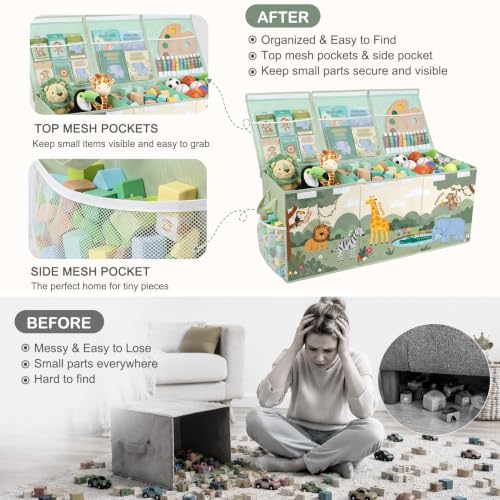 Image of Toy Box with Adjustable Divider Large Toy Chest Storage for Nursery Kidroom