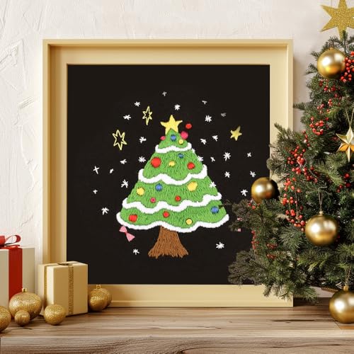 Image of wtisan Christmas Embroidery Kit, Cross Stitch Kits for Beginners, Needlepoint with All Tools & Instructions, Stamped Hand Embroidery Starter Kit for Holiday Crafts & Xmas Home Decor, W16