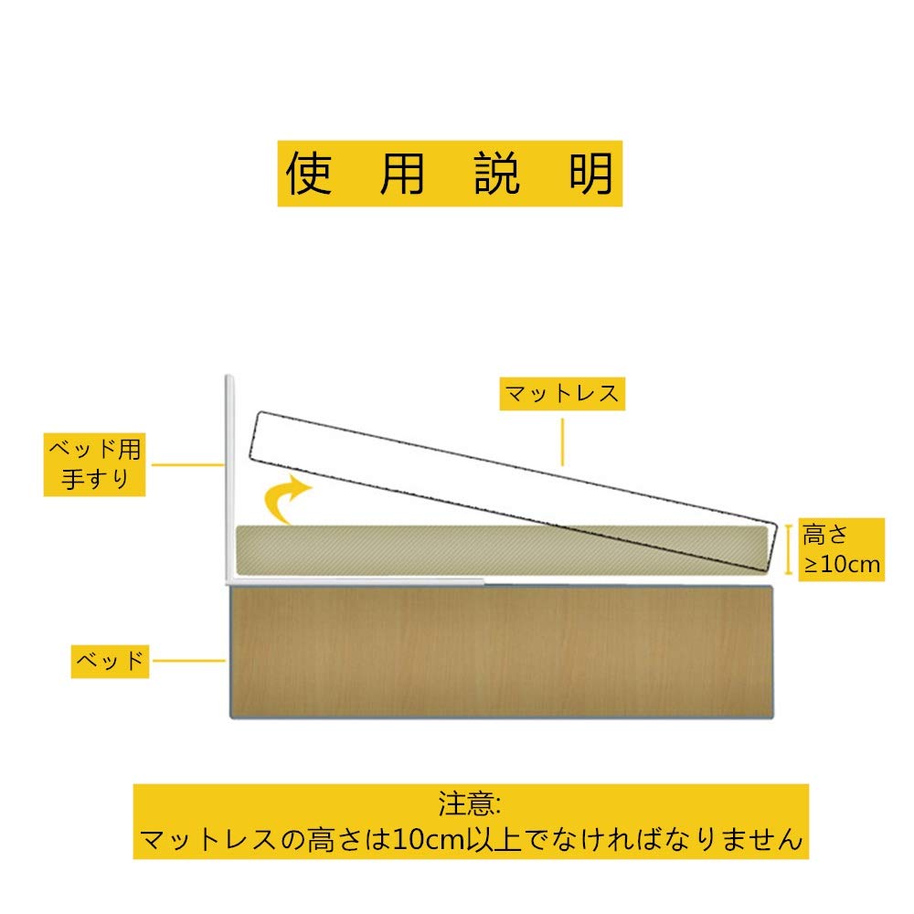 Amazon.co.jp: ベッド用手すり 転落防止 ベッドアーム マットレスの高