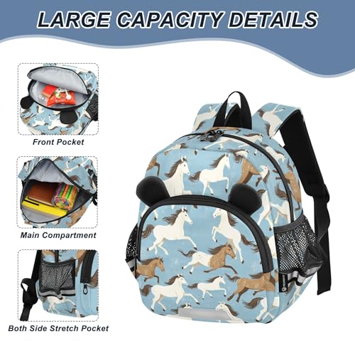 Horse Animal Toddler Backpack for Girls Boys,Preschool Kindergarten Backpack,Cute Kids Backpacks for Girls B04039103