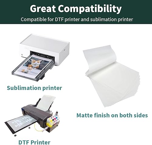 Miniatura 7 de DTF Transfer Powder Film for Sublimation500g17.6oz White Digital Transfer Hot Melt Adhesive - 20pcs DTF Transfer Paper for All DTF and DTG Printers