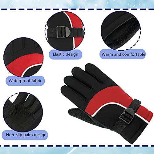 SATINIOR 3 Pairs Kids Waterproof Winter Gloves Warm Snow Ski Gloves Adjustable for Boy Girl Toddler Cold Weather4