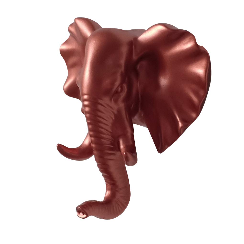 WOVEBIUS 3D Animal Head Wall Hanger Resin Coat Hat Hanging Hook Heavy Duty Holder Rack Home Decoration Type 5,Rose Gold,Elephant