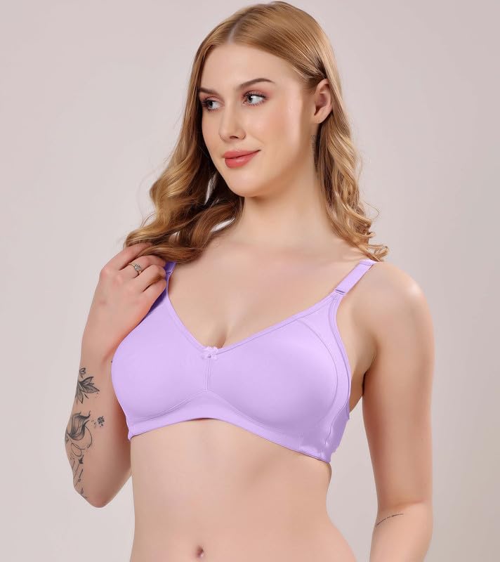 Image of London Hills Regular Bra for Women Everyday Non Padded Wire Free Full Coverage Cotton Blend