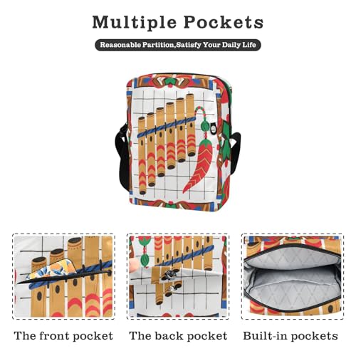 messenger bag cross body bag men Cross Body Purses Adjustable Strap for Travel Travel- Mexico Instrument2