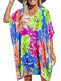 Material: This cover up is made of 100% viscose,very lightweight and breathable. Measurements: Length - 35.5in/90cm. Width - 41.5in/105cm,one size fits most, perfect for any body type. Design: Unique floral print, airy silhouette with side vents,plus...