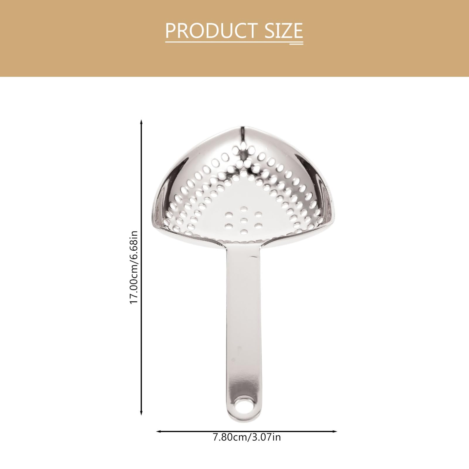 GRIRIW 304 Stainless Steel Filter Spoon Triangle Strainer for Cocktails Versatile Bartending Tool