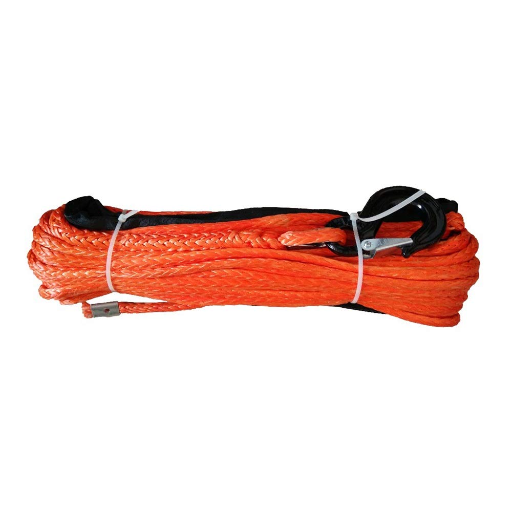 Winch Rope, 14mm X 30 Mtrs Warn Winch Line with Hook for Offroad(Oranje)