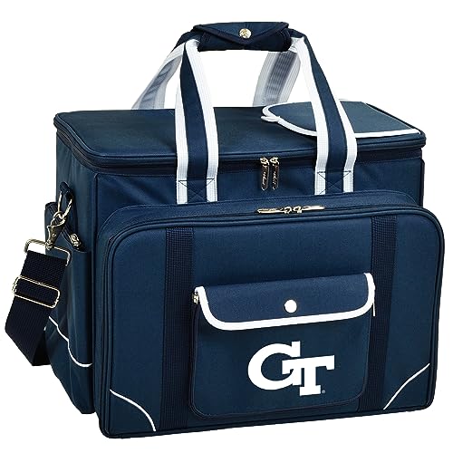 Georgia Tech Licensed Yellow Jackets Insulated Picnic Cooler with Service for 4 - Designed & Assembled in The USA