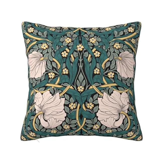 William Morris Fox Hares Blue Green Floral Forest Throw Pillow Covers Decorative Outdoor Soft Pillowcases Home Decor Living Room Cushion Case for Bed Couch Car 12x20 Inch