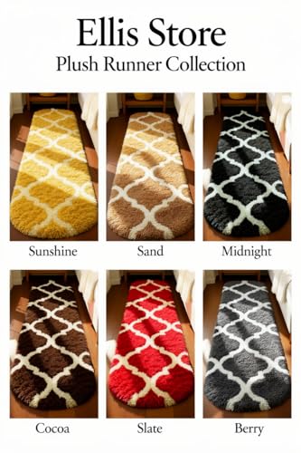 Image of Fluffy Silky Micro Fiber Polyster Carpet /Runner for Bedroom, Study Room, Playing Room, Guest Room ETC. 1.5x4 Feet, (Coffee and Ivory M II)
