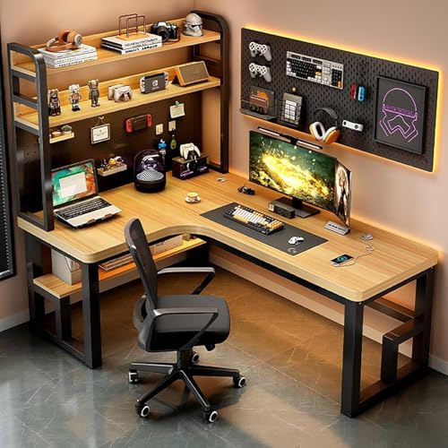 FLYXADQ L���^�f�X�N ���b�N�t�� �p�\�R���f�X�N �׋��� �Q�[�~���O�f�X�N �׋��� ��Ɗ� ��120/140/160/180cm �w�K�f�X�N ���C�ޓV�� ����2.5cm ���ȑω׏d �I�t�B�X�f�X�N ���[�I�t�� ������ PC�f�X�N PC��Ƒ� PC