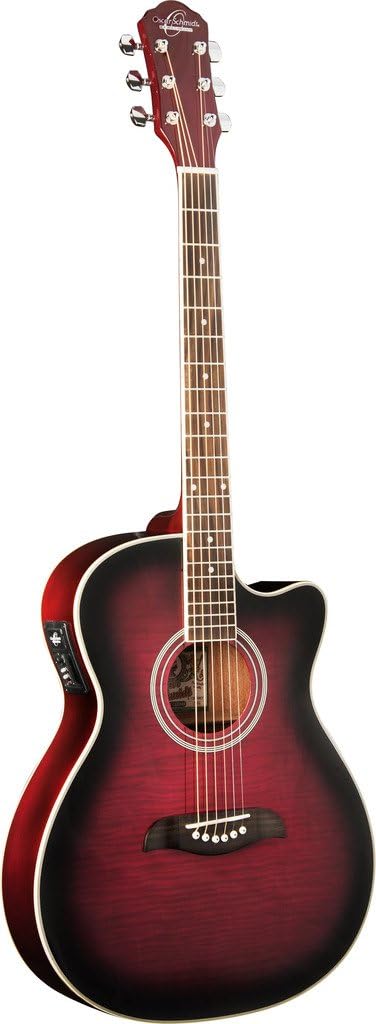 Oscar Schmidt Auditorium Florentine A/E Guitar, Trans Purple Burst, on board ...