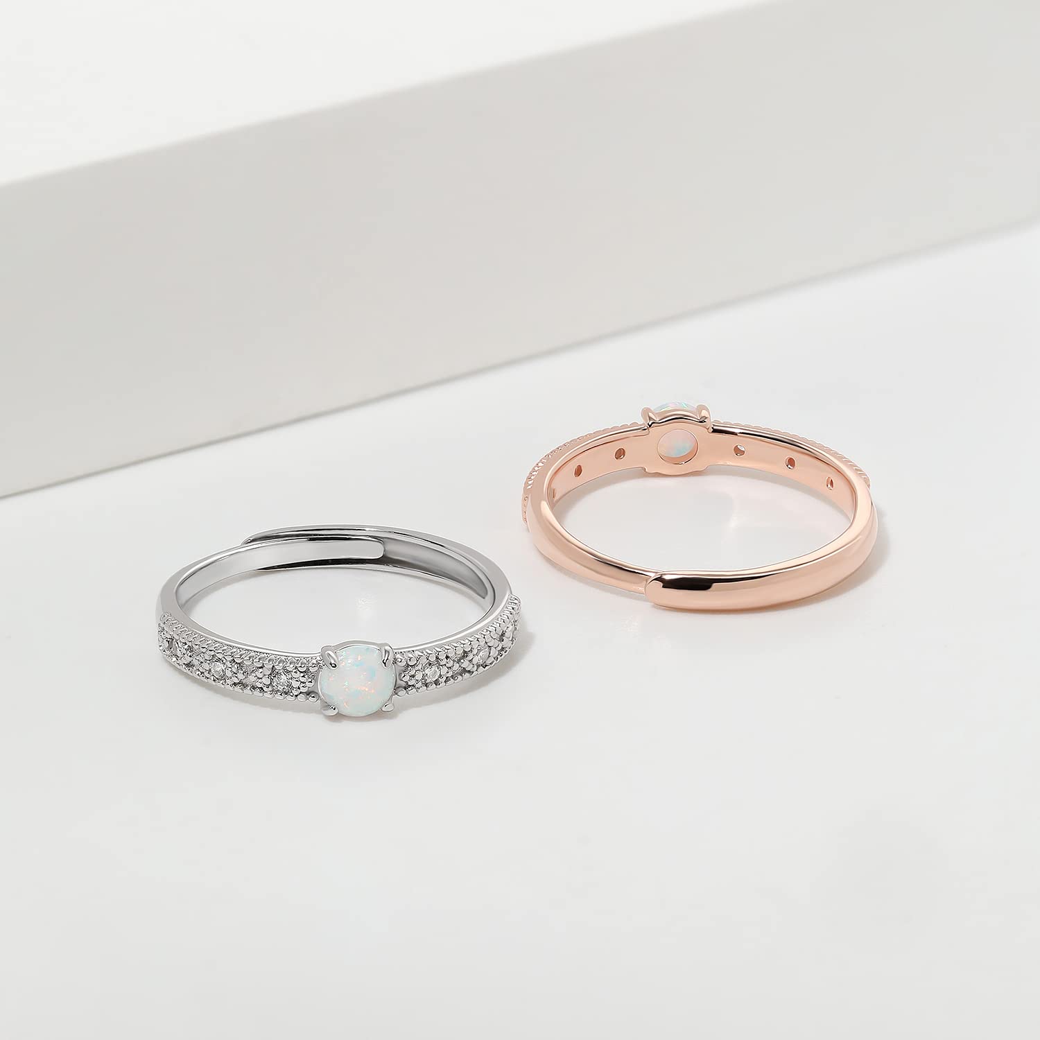 Meissa Opal Ringe für Frauen Geburtsstein Ringe Stapelbare Ringe 925 Sterling Silber Gold Ringe Echte Opal Ringe Größe verstellbar von 49-56.5