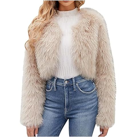 AMhomely Women's Plus Size Faux Fur Jacket Cover