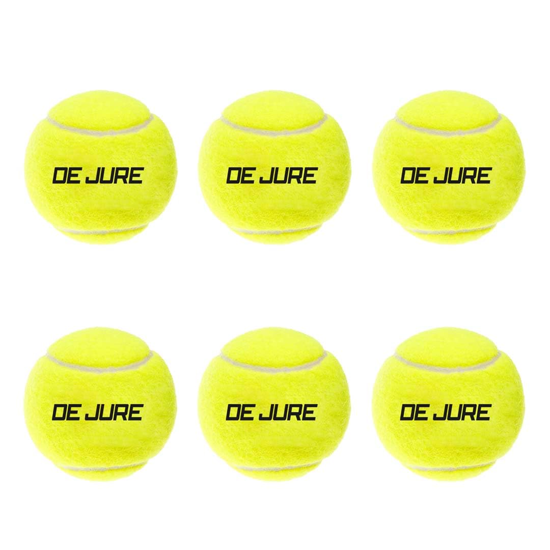 DE JURE FITNESS Tennis Balls for Cricket & Practice | Lightweight Rubber with Durable Felt | Pressureless Soft Training Balls for Beginners Kids Adults | All Court Indoor Outdoor Use | Pack of 6