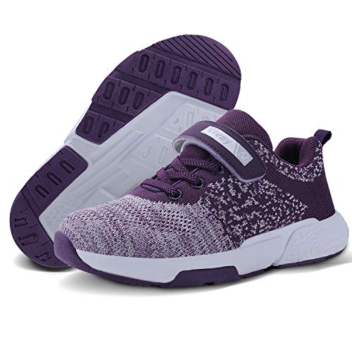 Vivay Girls Tennis Shoes Breathable Athletic Running Sneakers Casual Walking Shoes for Girls(2-Purple,Size 12 Little Kid)