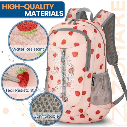 Image of ZOMAKE Ultra Lightweight Packable Backpack 25L, Foldable Hiking Backpacks Water Resistant Small Folding Daypack for Travel(Strawberry Print)