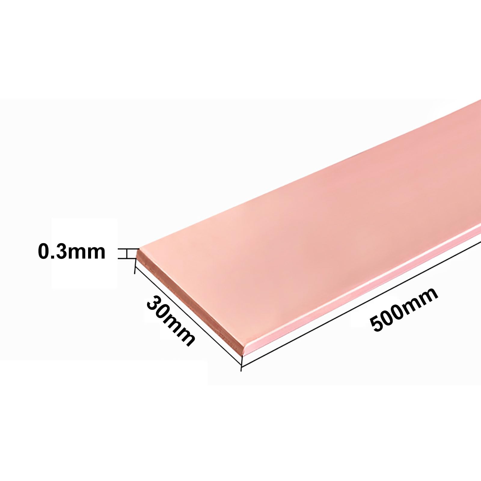 Kupferflachstange – 500 mm Länge, 20 mm Breite, 0,05–0,5 mm Dicke for elektrische und thermische Anwendungen (0,15 mm)(0.3mm)