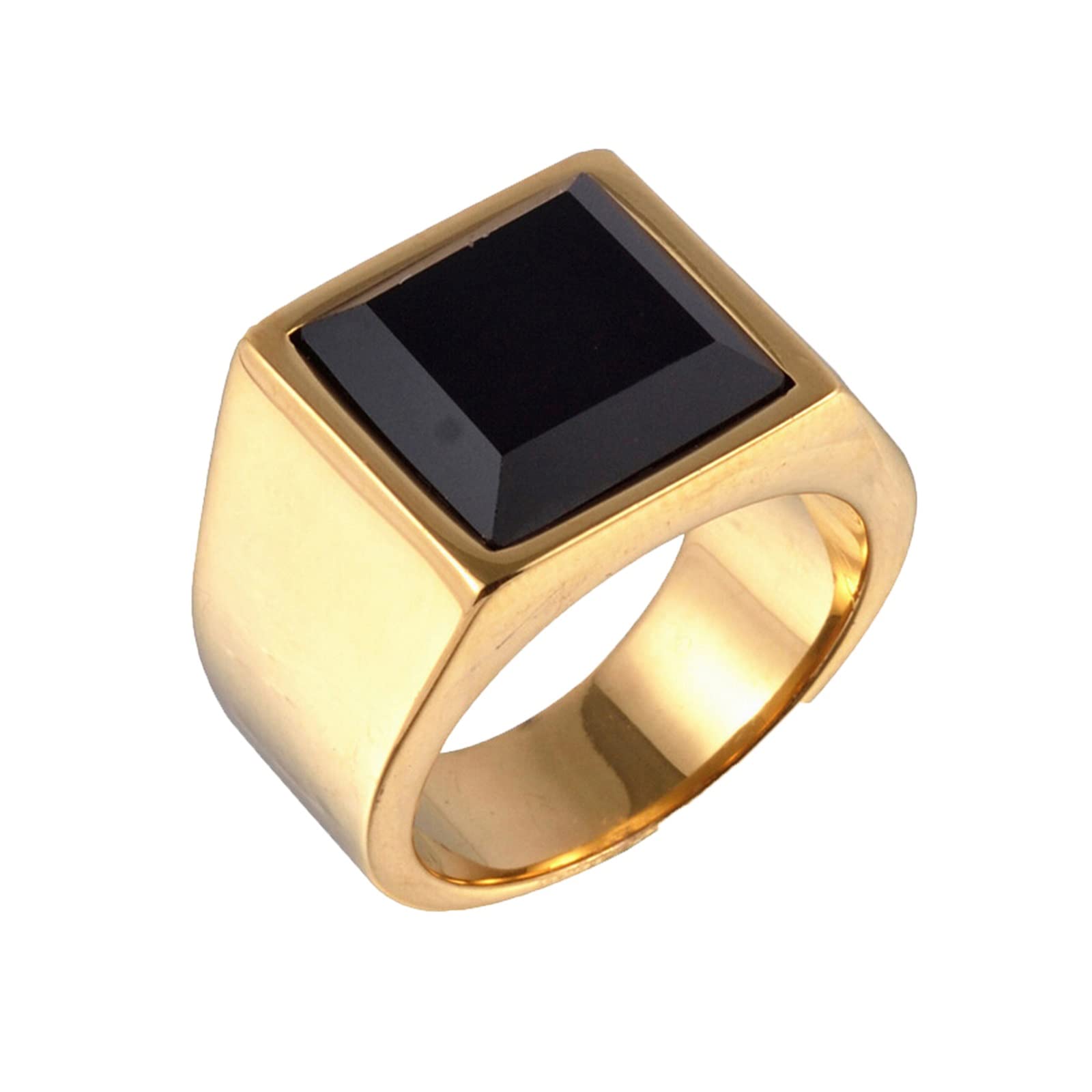 Anello Acciaio Chirurgico Anelli Uomo Fedina Anello con Zirconi Neri Anello in Acciaio Argento/Oro Taglia 15 to 27