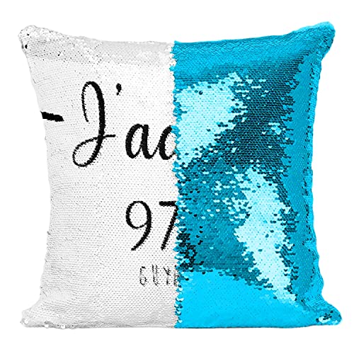 Coussin Sequin Turquoise solution déco pour raviver un canapé terne - 2