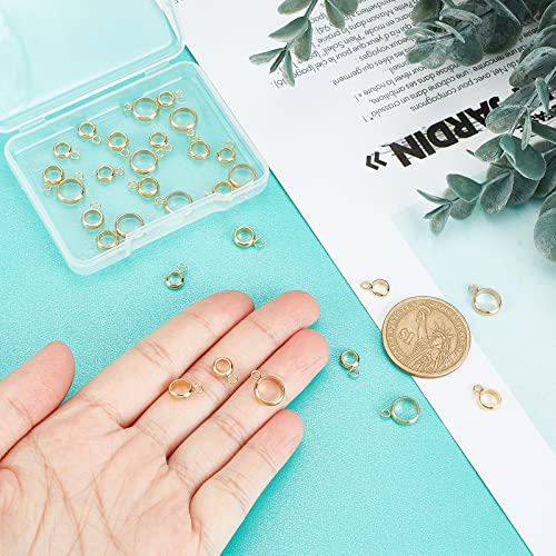 UNICRAFTALE About 30pcs Golden Ring Hanger Links Column Bail Beads 304 Stainless Steel Hanger Links Pendant Bail Hanger Dangle Connector Links for Dangle Jewelry Making 4~7mm Inner Dia - Image 2