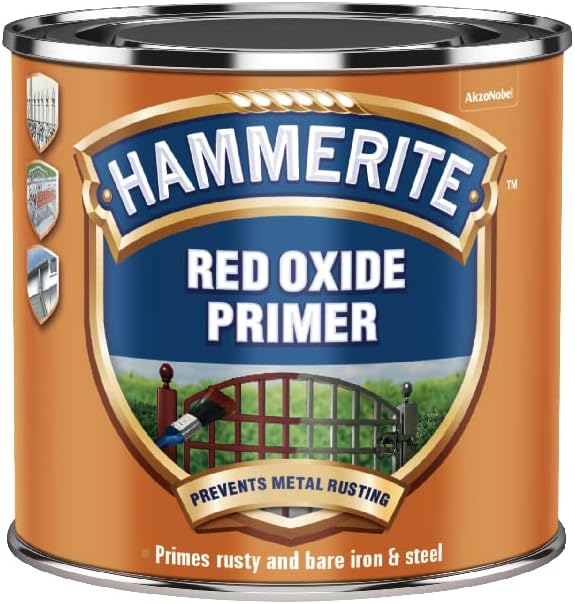 Hammerite Primer - Red Oxide. Metal Primer for Garden Furniture, Radiator and Fence Paint. Rust Inhibitor and Rust Treatment for Metal, Interior and Exterior Use - 500ml