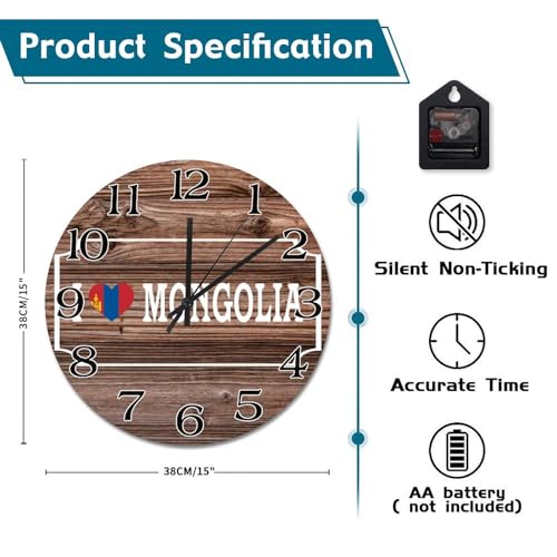 Horloge murale drapeau Mongolie en bois idée cadeau de voyage - 7