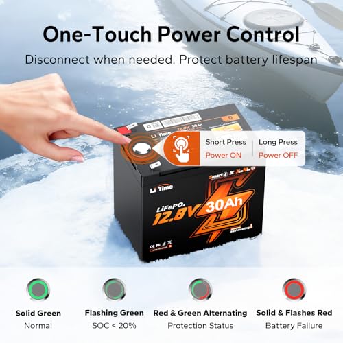 Image of Litime 12V 30Ah Ice Fishing & Portable Bluetooth LiFePO4 Battery, 12 Volt Mini Self-Heating Lithium Battery, 4000+ Deep Cycle, Built-in BMS, Low-Temp Protection for Fish Finder, Kayak, Camping 4Pack