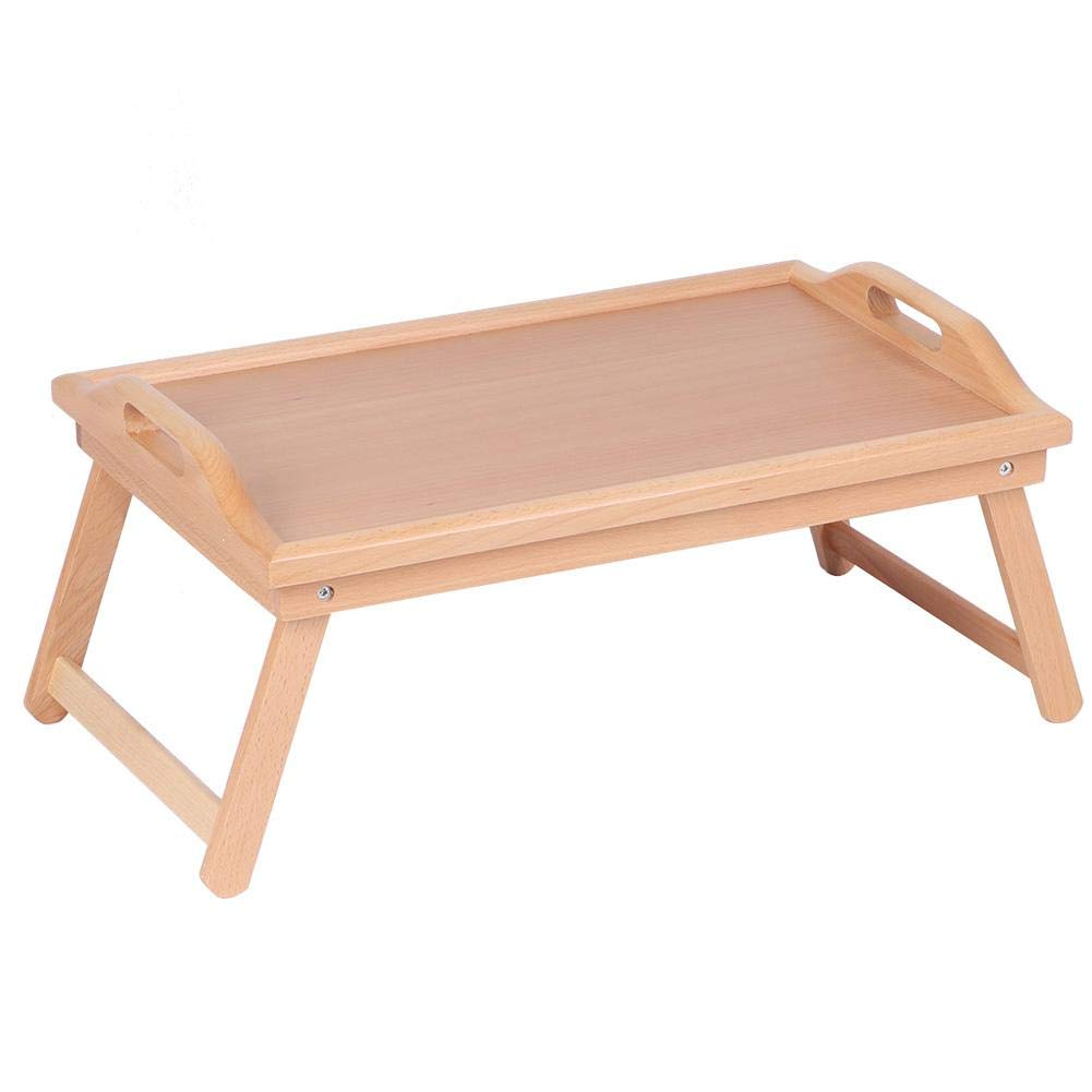 Aramox Tavolino da tè Tavolino da caffè in Legno di Faggio 59 X 33 X 21,5 Cm Pieghevole con 4 Chiusure per Gambe Vassoio Snack Portatile per Camera da Letto Soggiorno Studio Ufficio Uso Esterno