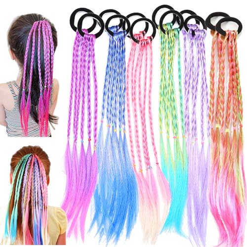 Dtoterul 12 Piezas Trenzas de Colores Para El Pelo, Extensiones de Cabello Trenzado para Niñas, Niños Colores Degradados Cabello Trenzado, Adecuado para Cumpleaños, Fiestas, Carnavales o Festivales