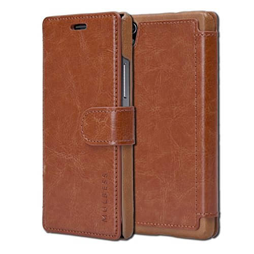 Mulbess Funda Huawei Ascend P7 [Libro Caso Cubierta] [En Capas de Billetera Cuero] con Tapa Magnética Carcasa para Huawei Ascend P7 Case, Marrón