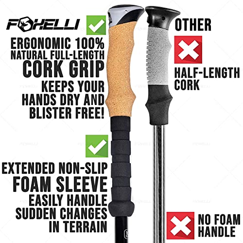 Foxelli Carbon-Trekkingstöcke, Teleskopstöcke, leicht, stoßdämpfend, Wander-, Walking- & Laufstöcke mit Naturkorkgriffen… - Image 4