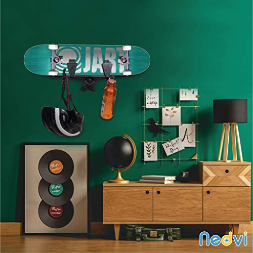 NEDVI Skateboard Wall Hanger Skateboard Holder Wall Hanger Display Wall Mounted Skateboard Holder Skateboard Holder Stand Space Saver Storage, Scooter Rack Skateboard Hook Skateboard Deck Holder - Thumbnail 7