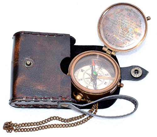 Brújula magnética vintage con estuche de cuero o madera miniatura 6