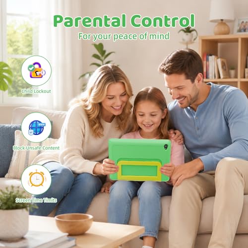 Image of Gleeso Android 16 Kids Tablet, 24GB RAM 64GB ROM Tablet for Kids Toddler Children, 6000mAh Battery, Parental Control, Kids Mode, GMS Certified, 10 Inch Kids Tablet with Case, Dual Camera, Gift, Green