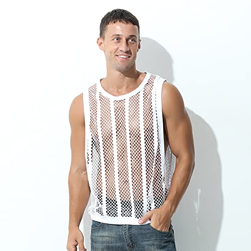 ABAFIP Men's Sleeveless Fishnet Mesh Tank Top Baggy Workout Gym Muscle Shirt Loose Fit Activewear Summer Tee Shirts2